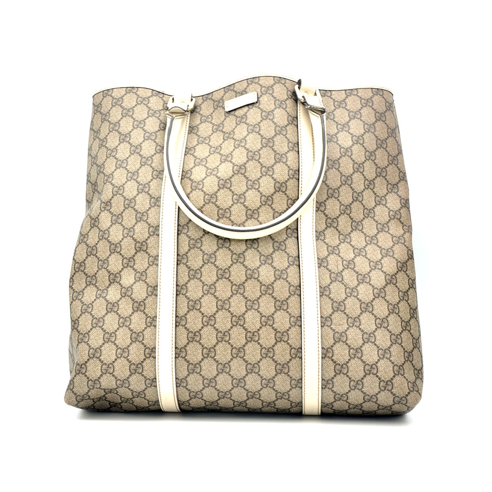 95新 GUCCI/古驰 96新闲置 经典棕老花白边手提托特包/6082
