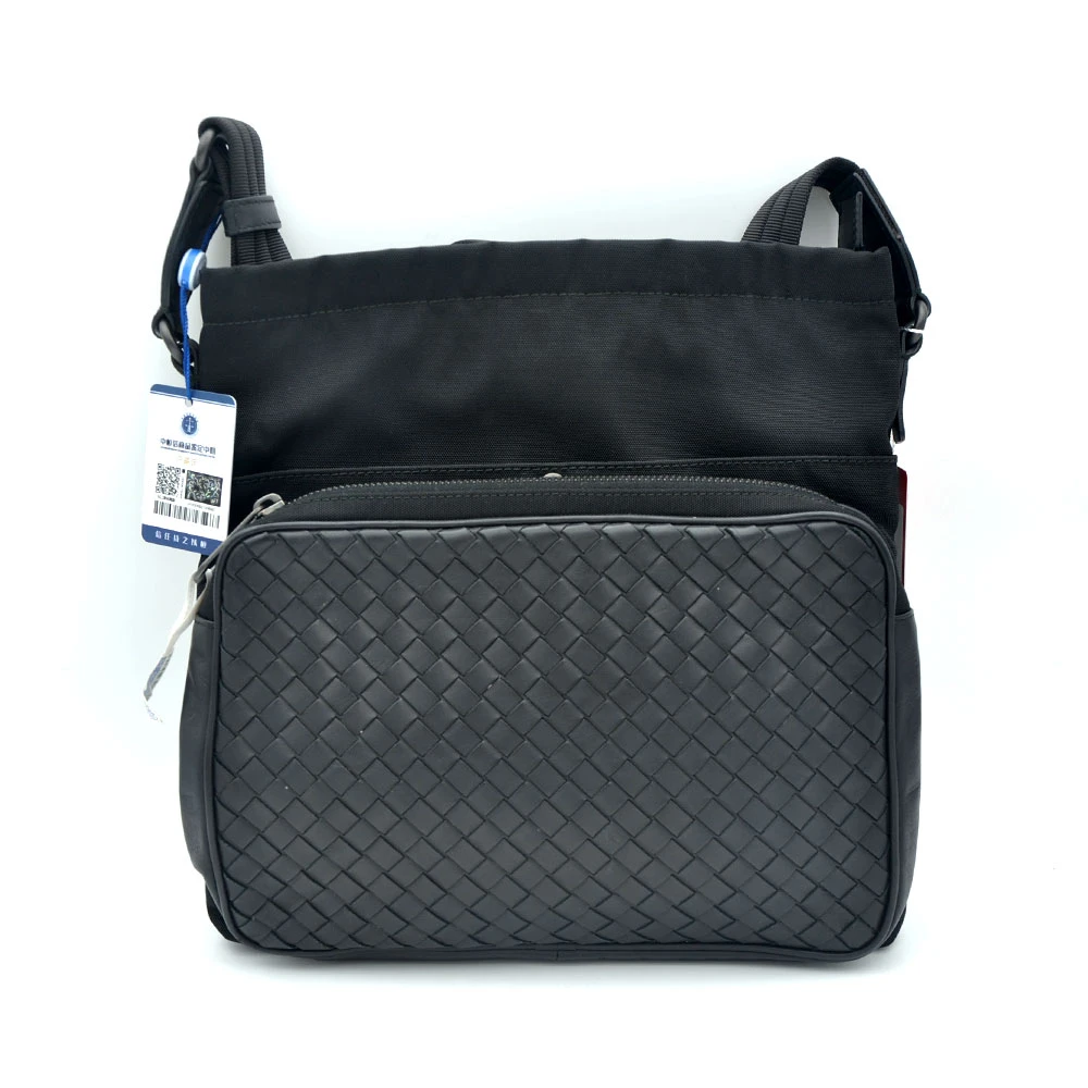 95新 BOTTEGA VENETA/葆蝶家 98新 黑银编织单肩斜挎包/91728