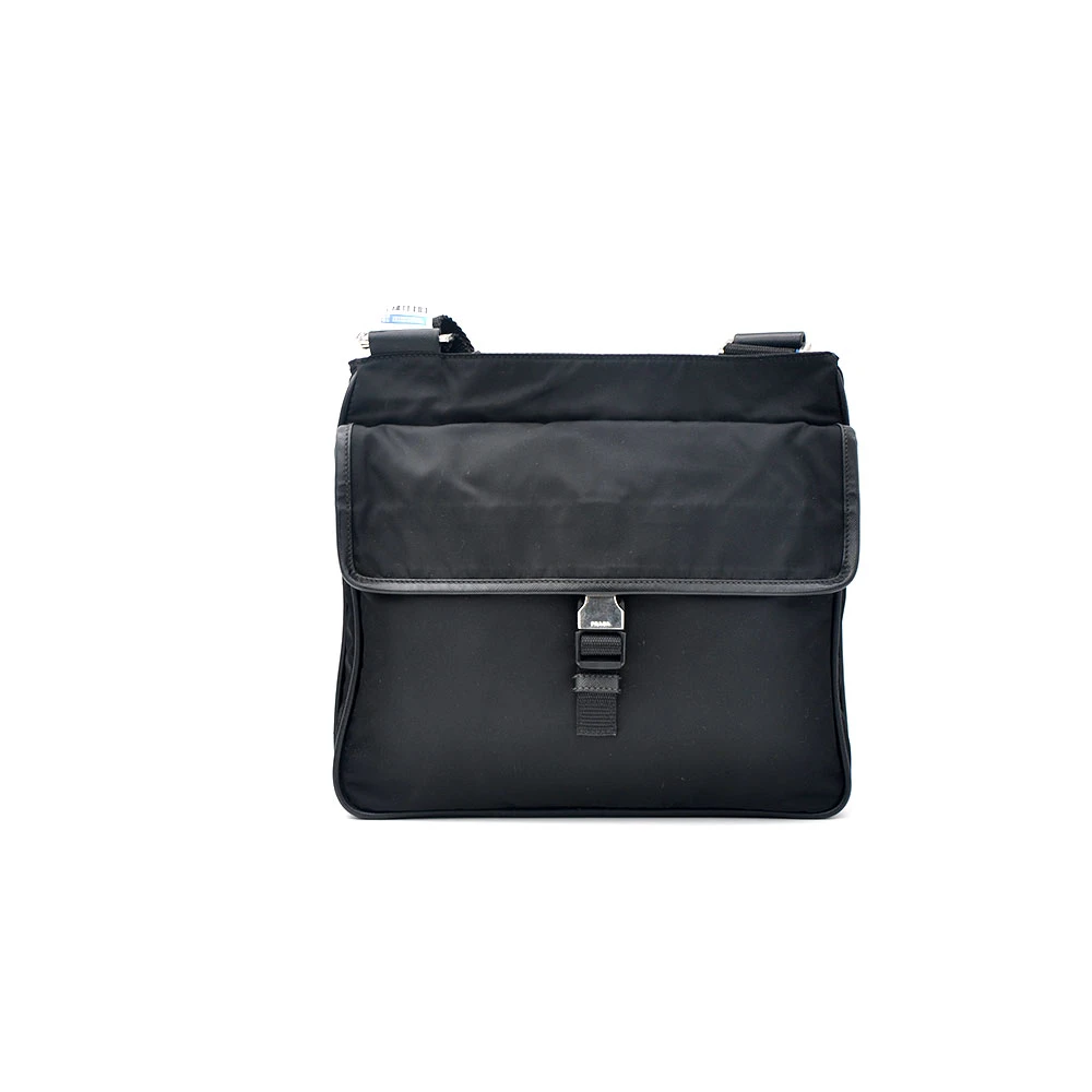 95新 Prada/普拉达 97新 经典黑银尼龙双面单肩斜挎包28＊25/53774
