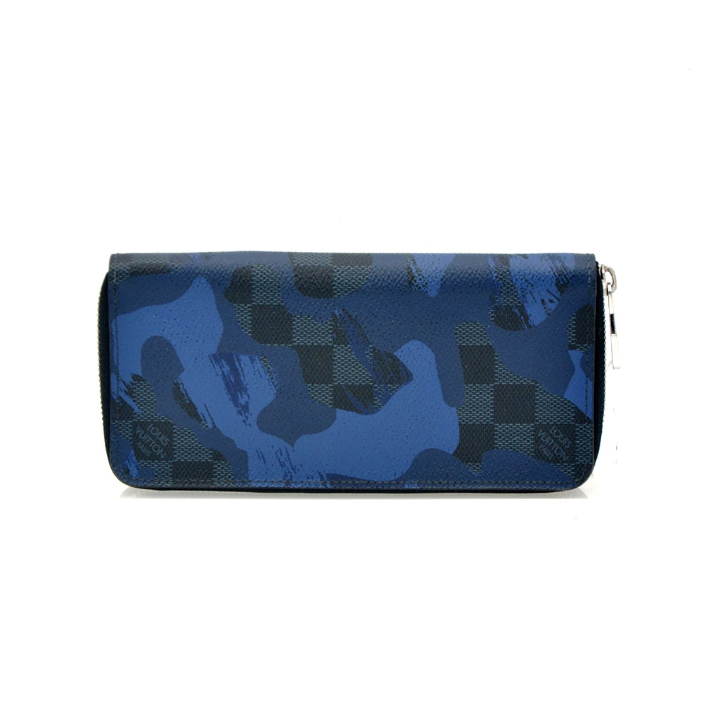 95新 LouisVuitton/路易威登 96新闲置蓝黑色棋盘格拉链钱包/5521
