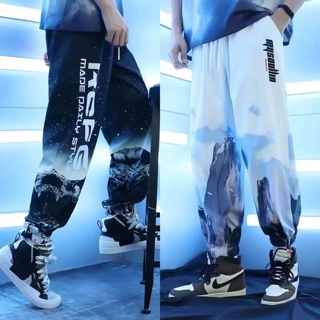 秋季裤子男士夏季薄款速干运动学生九分裤潮牌宽松青少年休闲卫裤