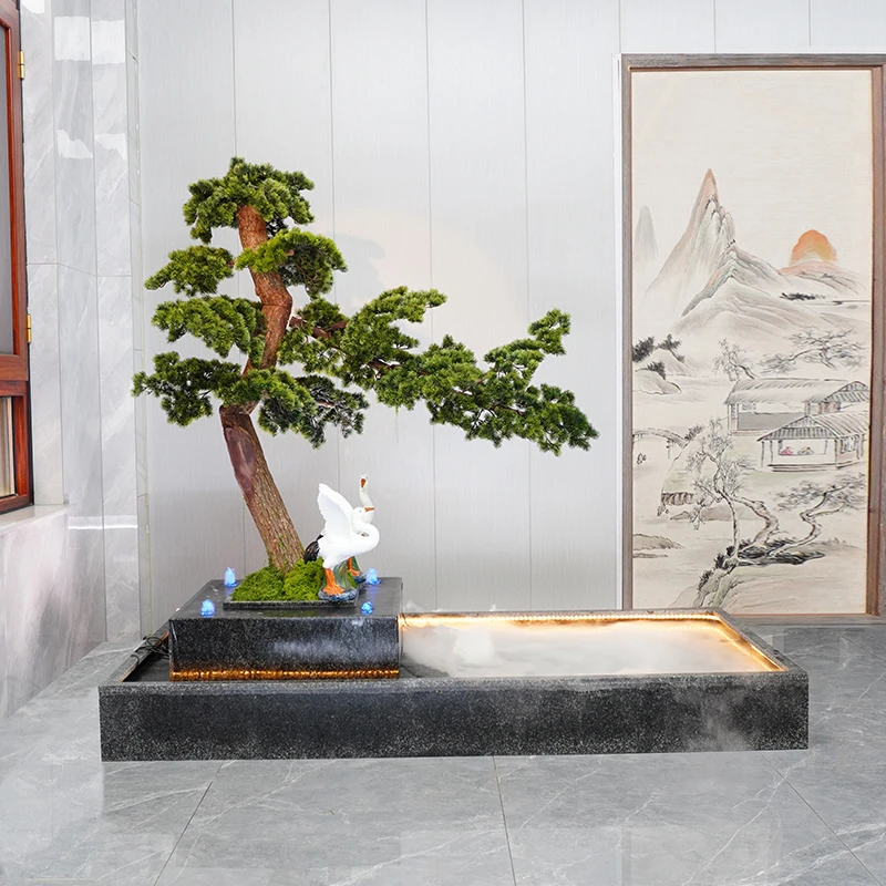 订制大型户外石材花箱流水喷泉组合景观公司大堂庭院花园别墅摆件