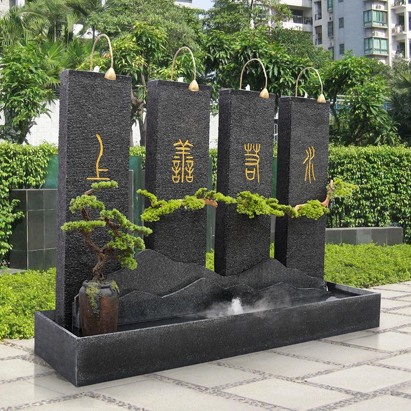 水幕墙流水屏风水系喷泉景观客厅庭院石头影壁墙鱼池造景装饰摆件
