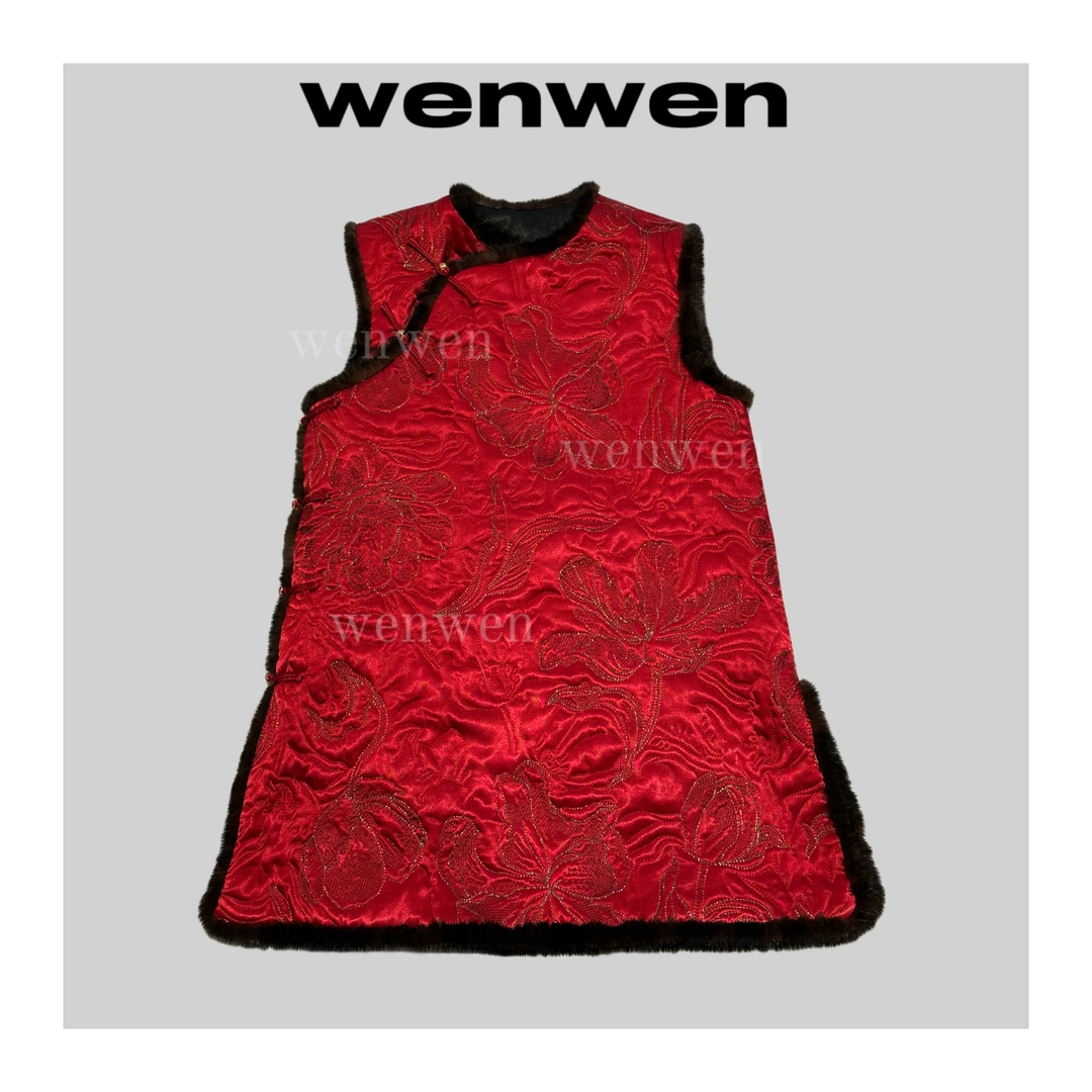 WENWEN/23SS【“红珊瑚”新中式高级国风重工刺绣夹棉加厚马甲】