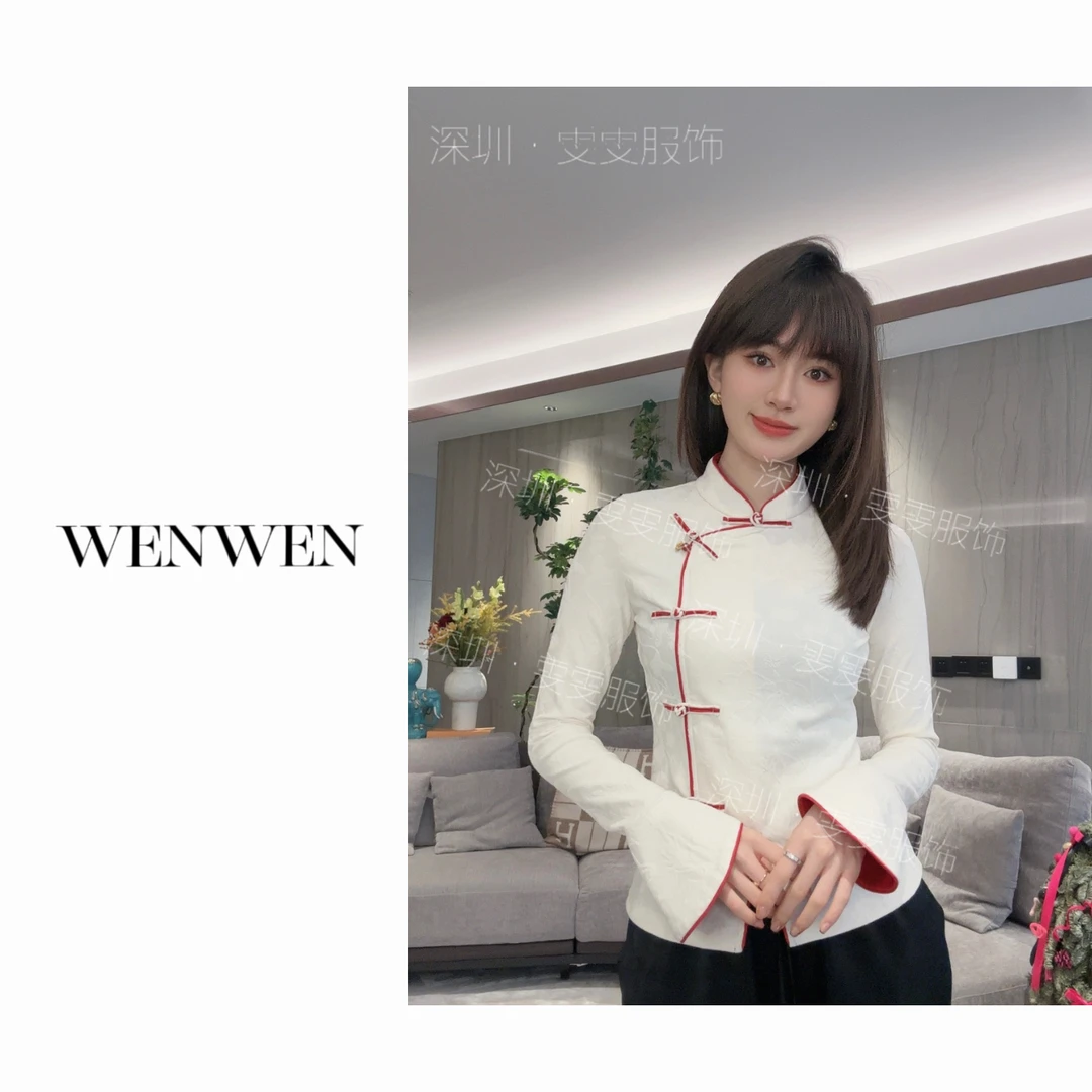 WENWEN/23SS【“思雯”新中式简约百搭基础款时尚磨毛加厚打底衫】