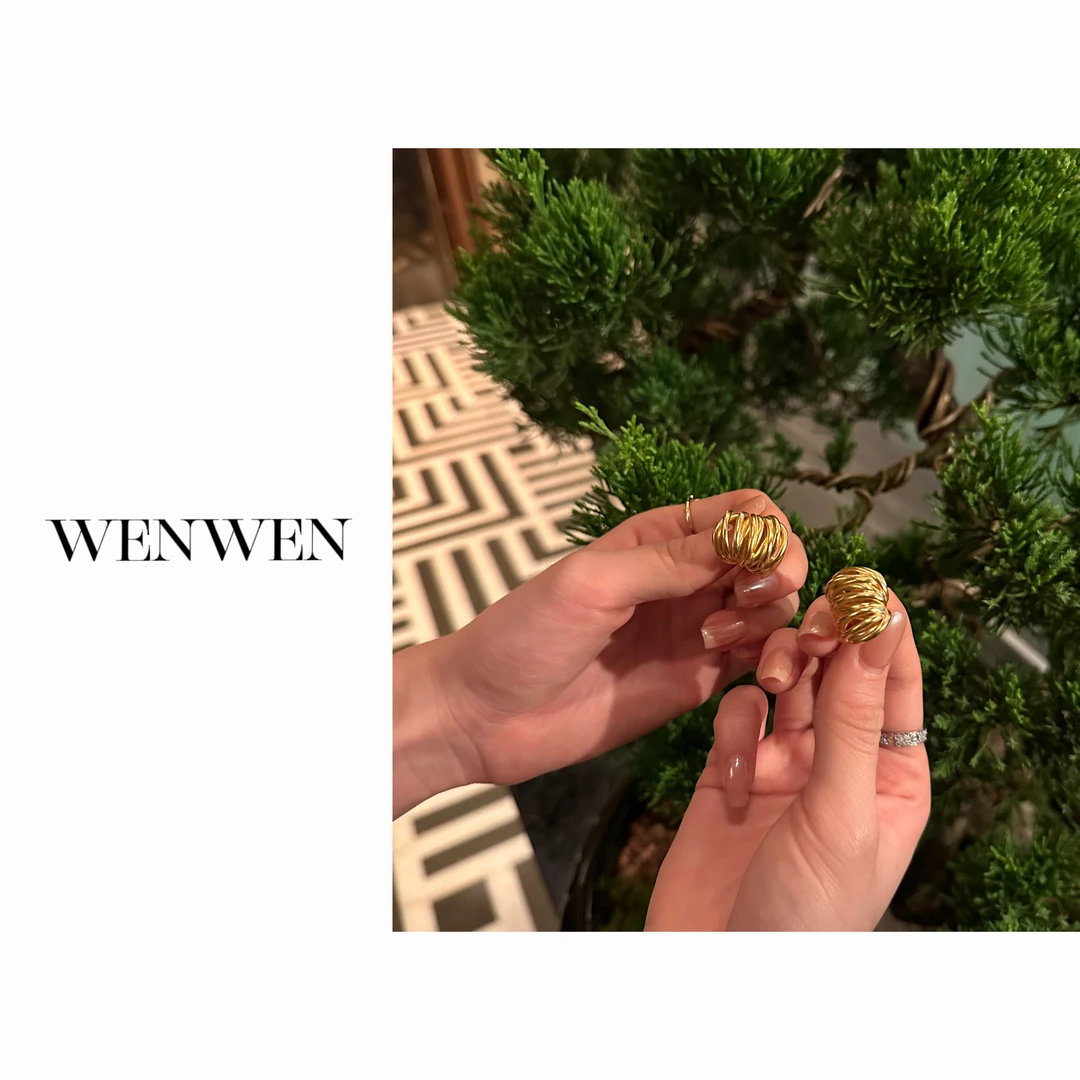 钛钢耳饰  WENWEN/23SS【法式复古褶皱独特设计不规则高级感耳环】
