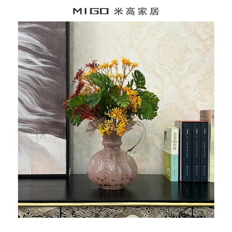 【米高家居】中古现代简约风琉璃芬顿装饰花瓶插花器复古家居摆件