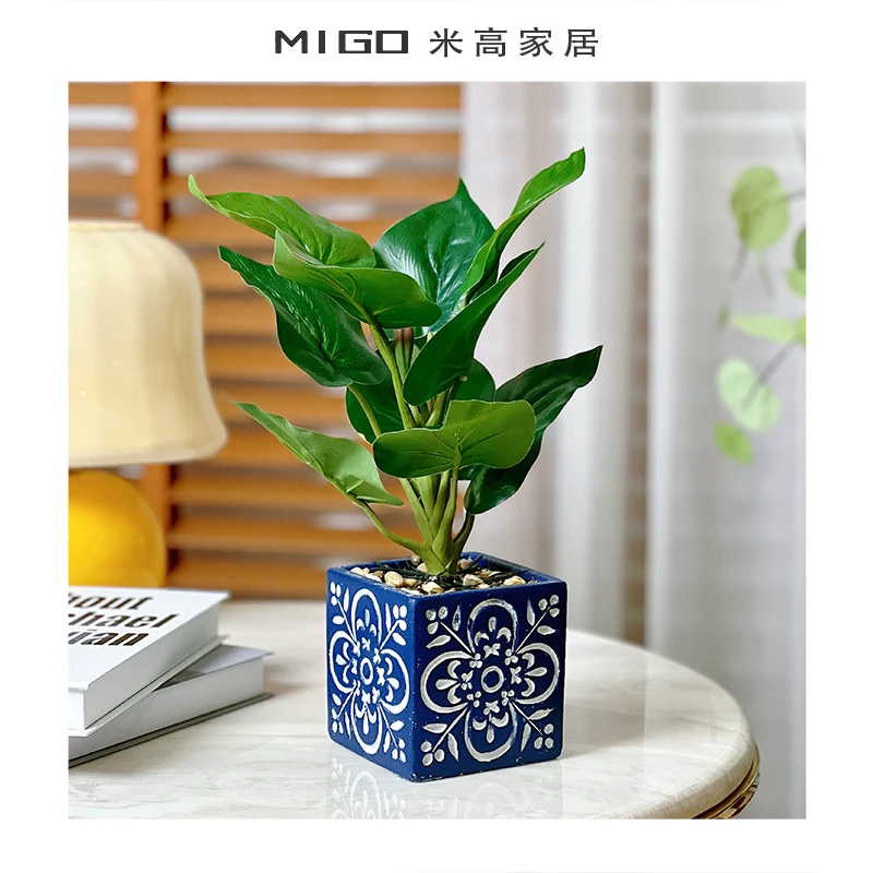 【米高家居】办公室桌面仿真绿植盆栽带盆客厅假花家居装饰摆件