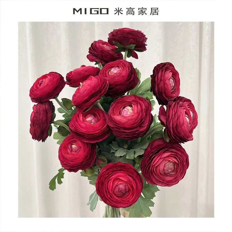 【米高家居】简约时尚摆放黄色玫红两头洋牡丹仿真花假花家居摆件