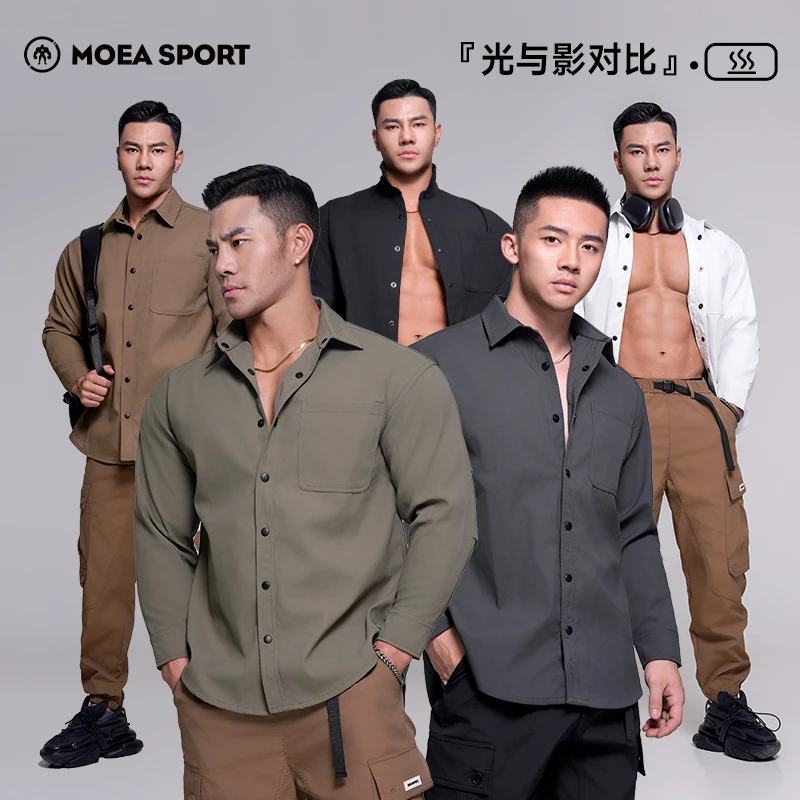 墨立方春秋季新款户外机能风三防冲锋衬衫男百搭宽松衬衣外套
