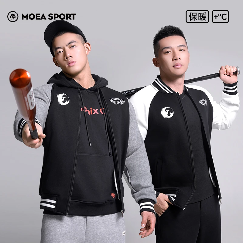 墨立方秋冬季男子美式复古潮流棒球服户外加绒加厚运动夹克