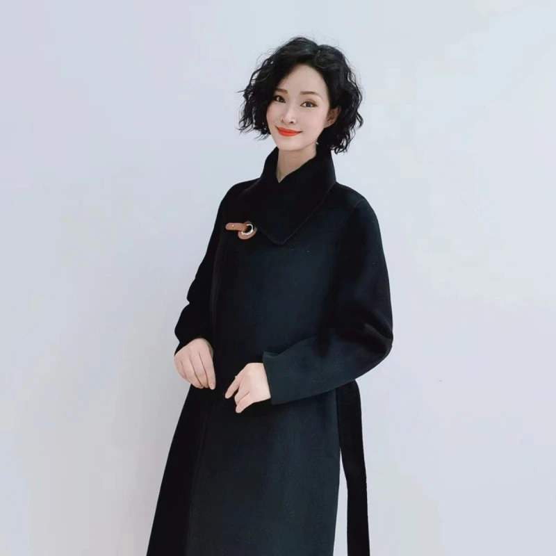 24年秋冬装新款双面呢羊毛大衣女宽松时尚中长毛呢外套