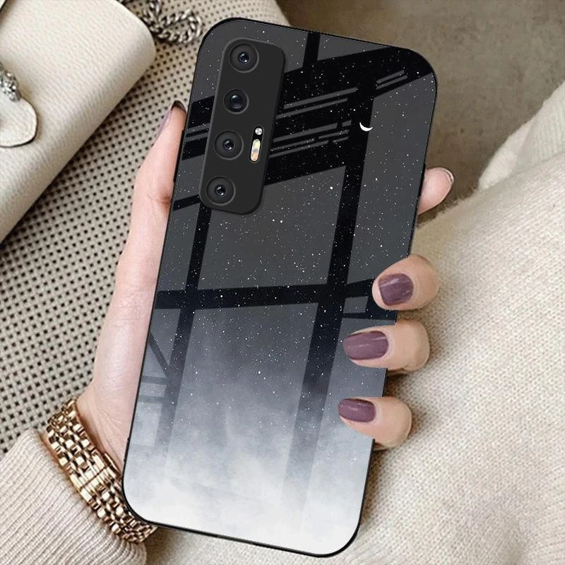 适用渐变星空小米10s手机壳玻璃质感新男款防摔休闲创意保护壳全