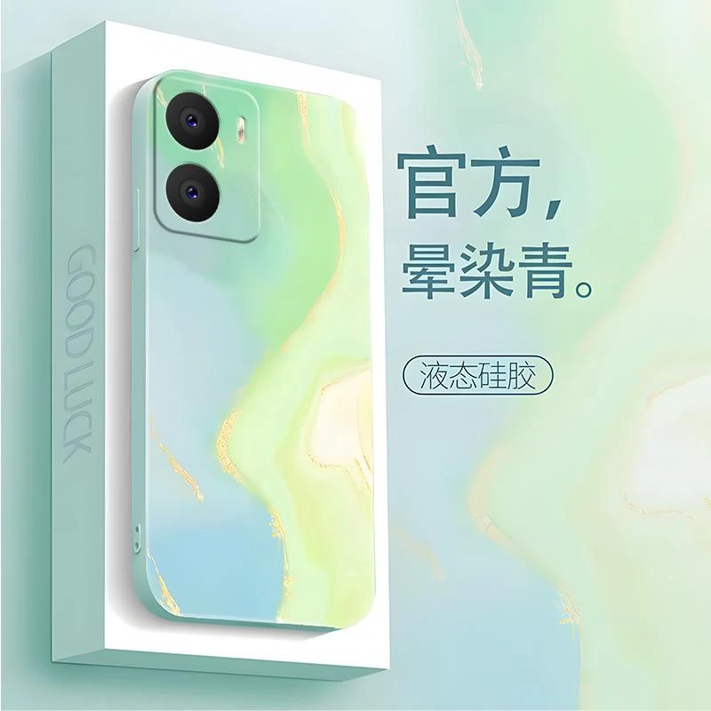 适用vivoY35手机壳VIVOY35硅胶晕柒艺术画男新款水墨画色时尚复古