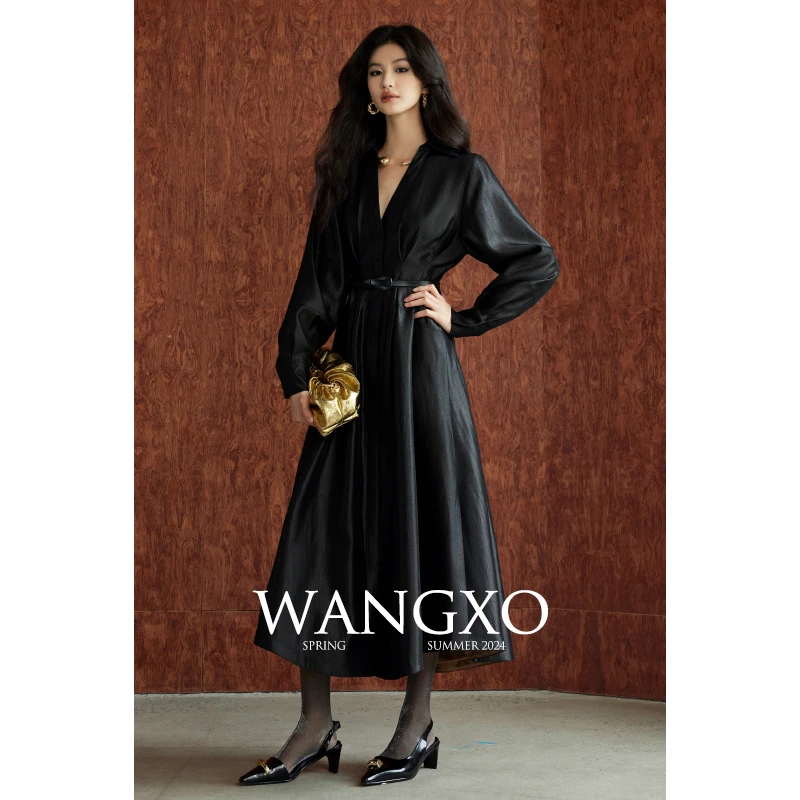 WANGXO重工高级感气质通勤高腰连衣裙240500S