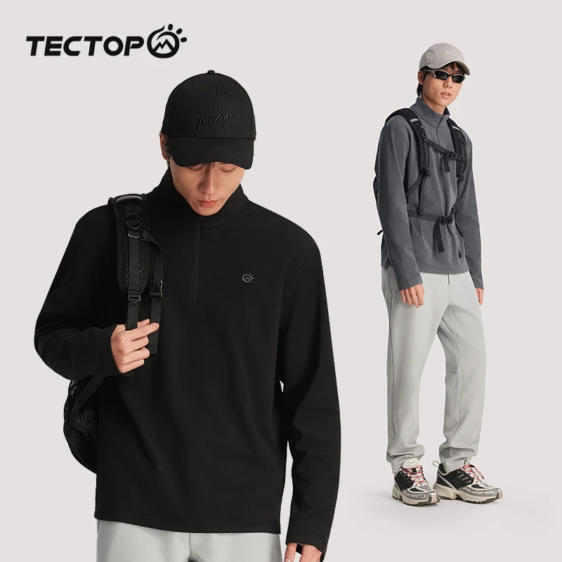 探拓户外双面德绒自发热打底衫男士保暖内衣抓绒衣秋衣冲锋衣内胆