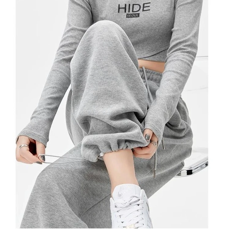 加绒保暖雅痞抽绳休闲两用卫裤女懒人休闲运动显瘦学生党【入入入】