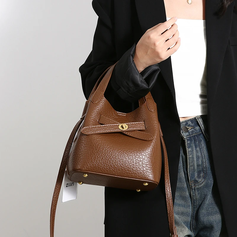 【无礼盒】小众质感水桶包女2023新款休闲手提包时尚百搭单肩斜挎包