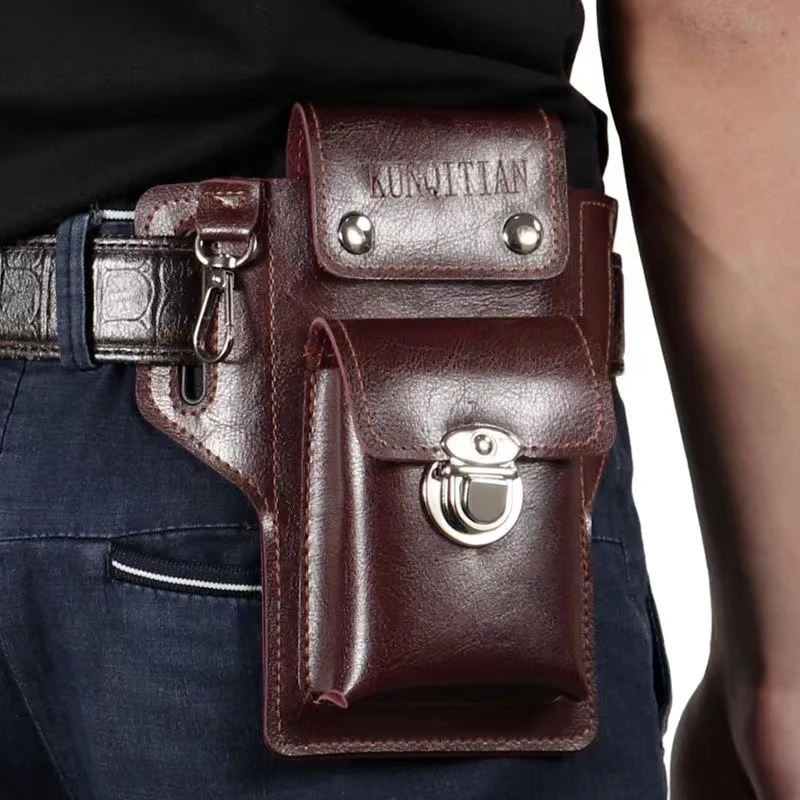 多多 新款男士手机包穿皮带竖款腰带包钥匙包工地耐磨手机套腰包