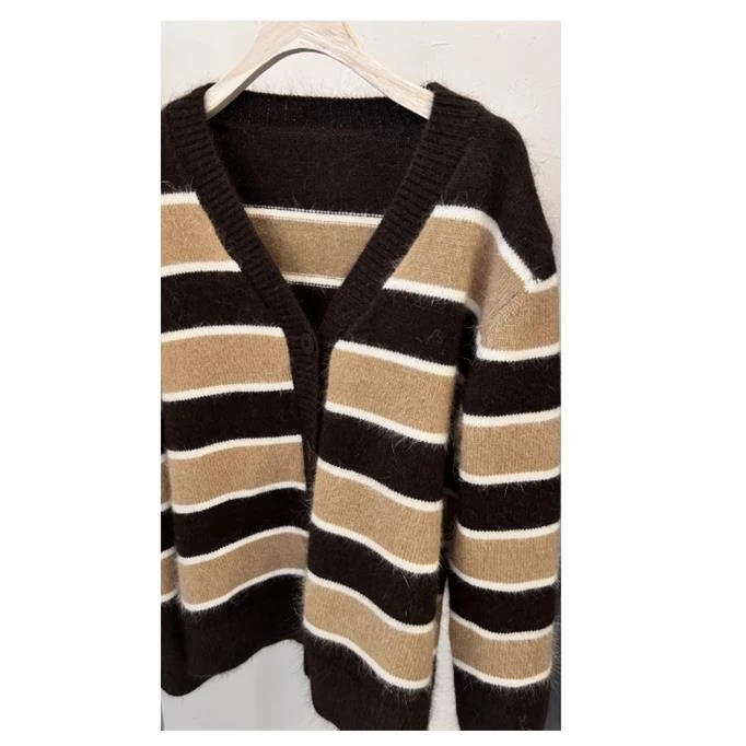 JIUJIU【奶油横条】撞色条纹百搭休闲针织衫1028