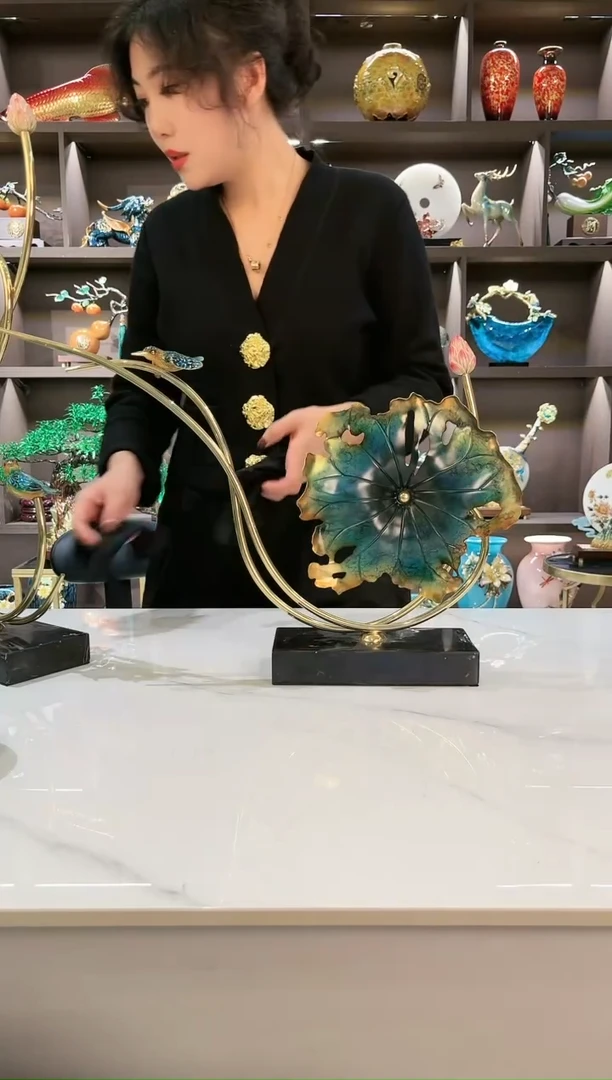 【闪购商品】书法喜鹊恋荷花摆件