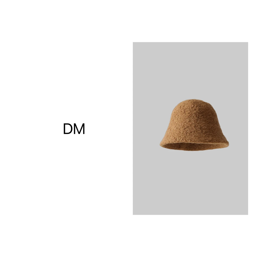 【DM】藏羊毛3色渔夫帽纯色台灯帽素颜帽百搭秋冬简约