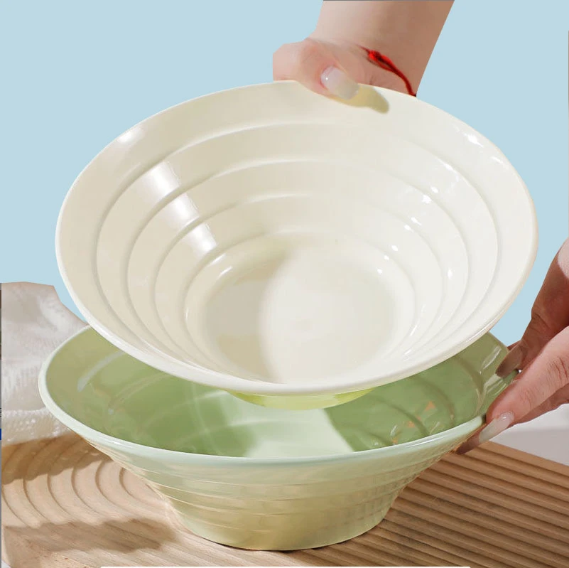 【4只装】8英寸双色奶油系列家用陶瓷釉下彩创意简约商用大碗喇叭碗