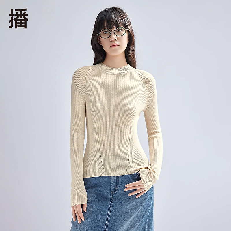 播修身针织衫女韩版气质内搭上衣圆领薄款毛衣BDR1SD0470