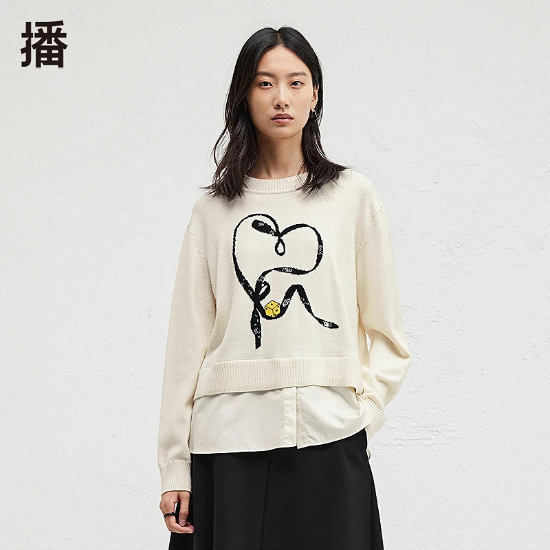 播简约舒适罗纹圆领毛针织衫BDR4SD3821