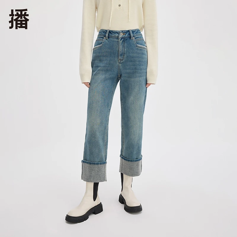 【商场同款】播时尚女士宽松春秋直筒休闲弹力显瘦裤子BDQ4KD0869