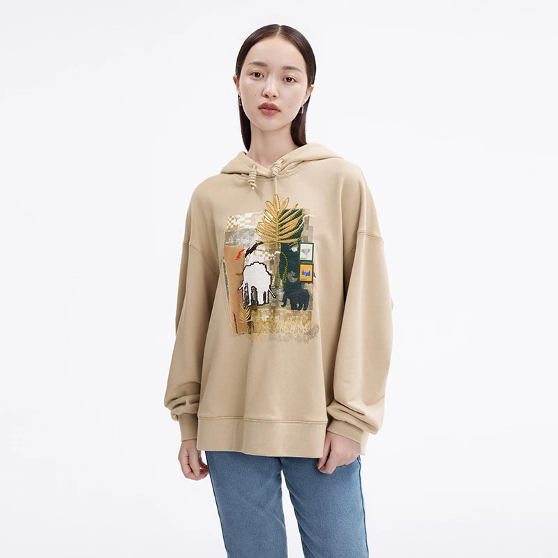 播设计感小众休闲宽松艺术彩色贴布绣卫衣女BDP4VD0645