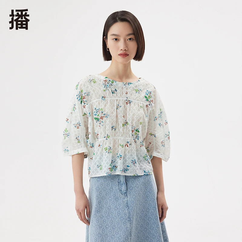 播夏季绣花复古印花时尚休闲春夏花式上衣BDQ2HD1286澄里
