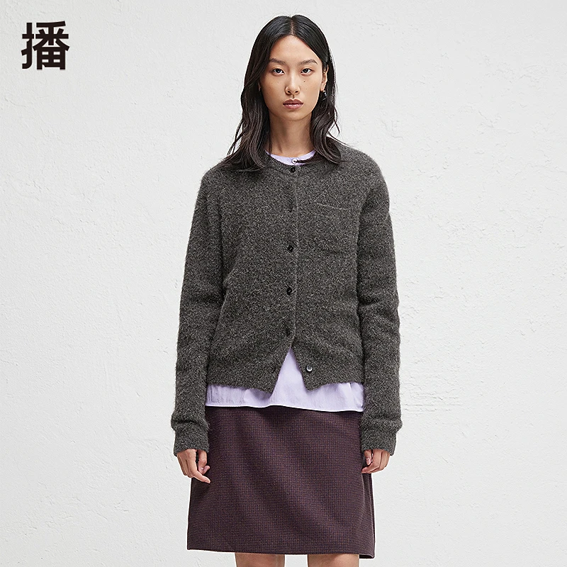 播混纺罗纹针织口袋保暖毛针织衫DDR4UD5060