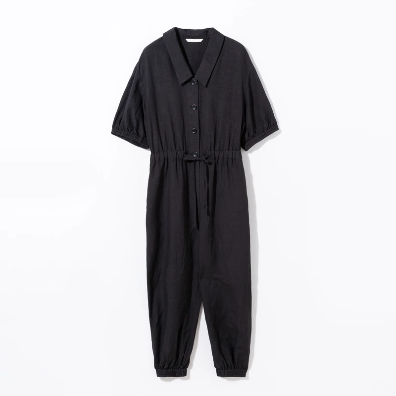 【商场同款】播新品休闲复古纯色黑色宽松衬衫连体裤女BDP8JD9722