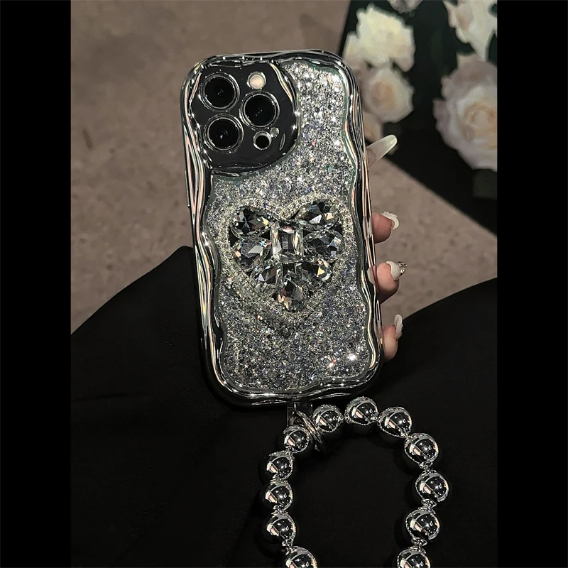 爱心支架滴胶电镀适用于苹果15防摔手机壳oppo小米vivo华为mate60