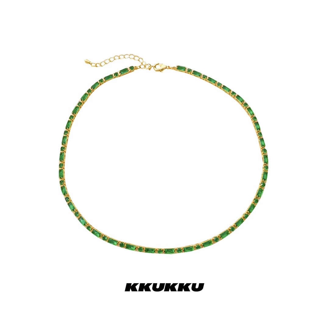 KKUKKU 铜合金合成锆石项链 绿野仙踪满钻拼接项链