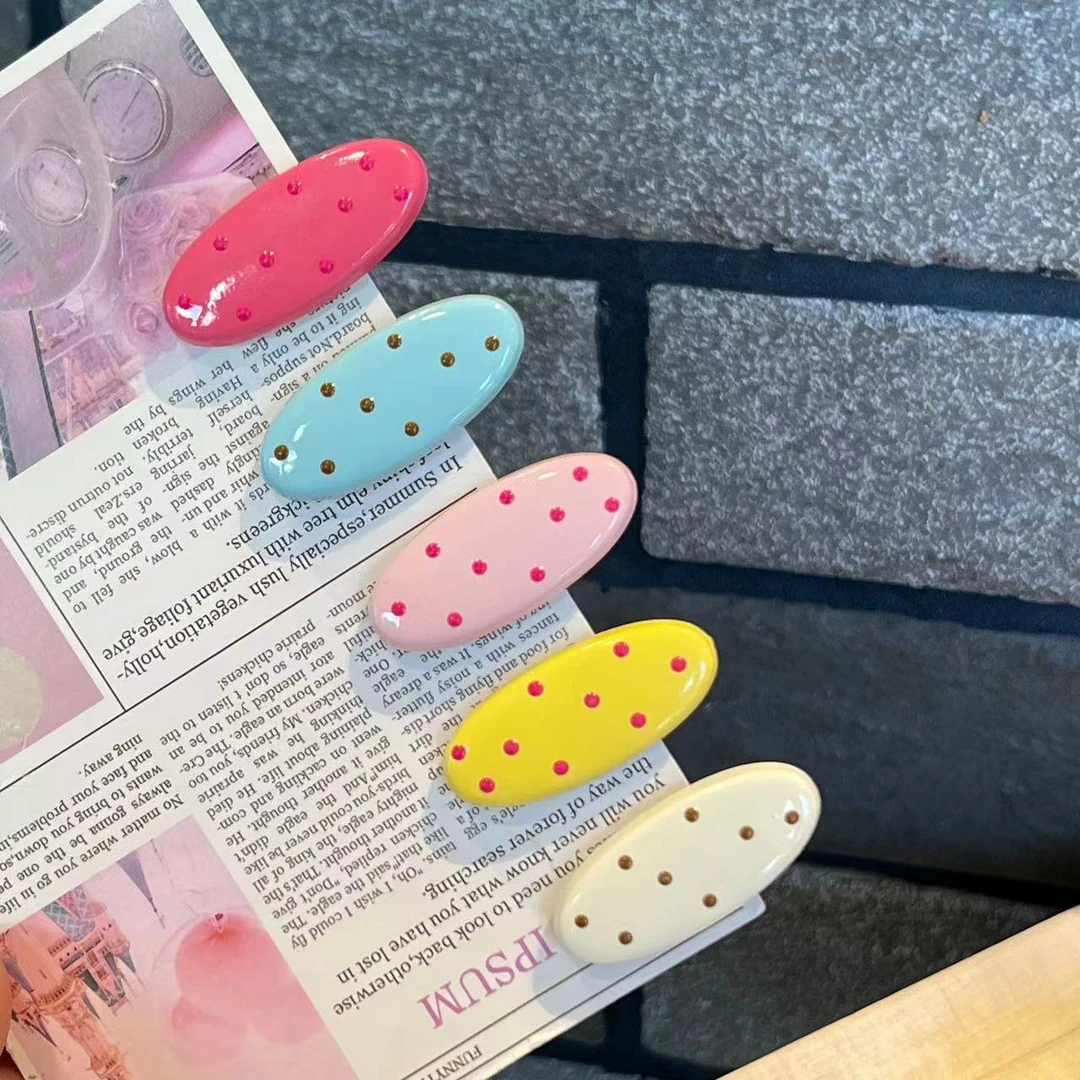 日韩简约波点小半圆鸭嘴夹ins简约百搭刘海边夹小众可爱风发夹女