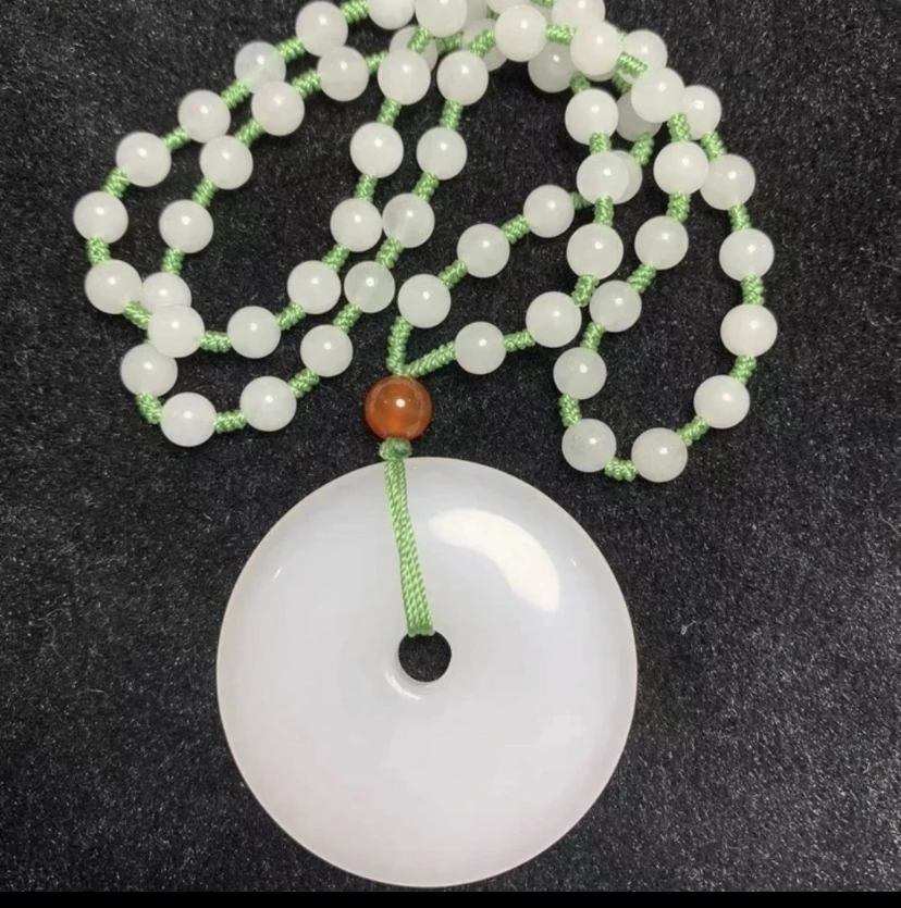 新疆戈壁老坑料金丝玉白月光大平安扣