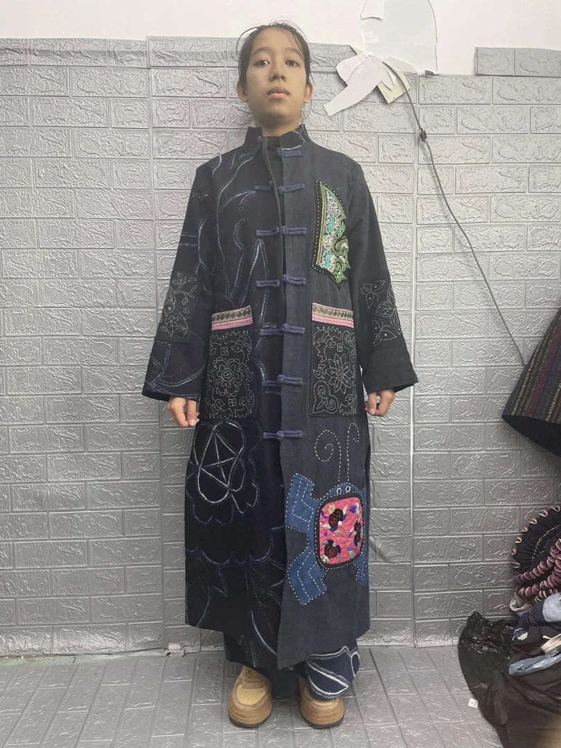 挑升古绣长款风衣民族风外套