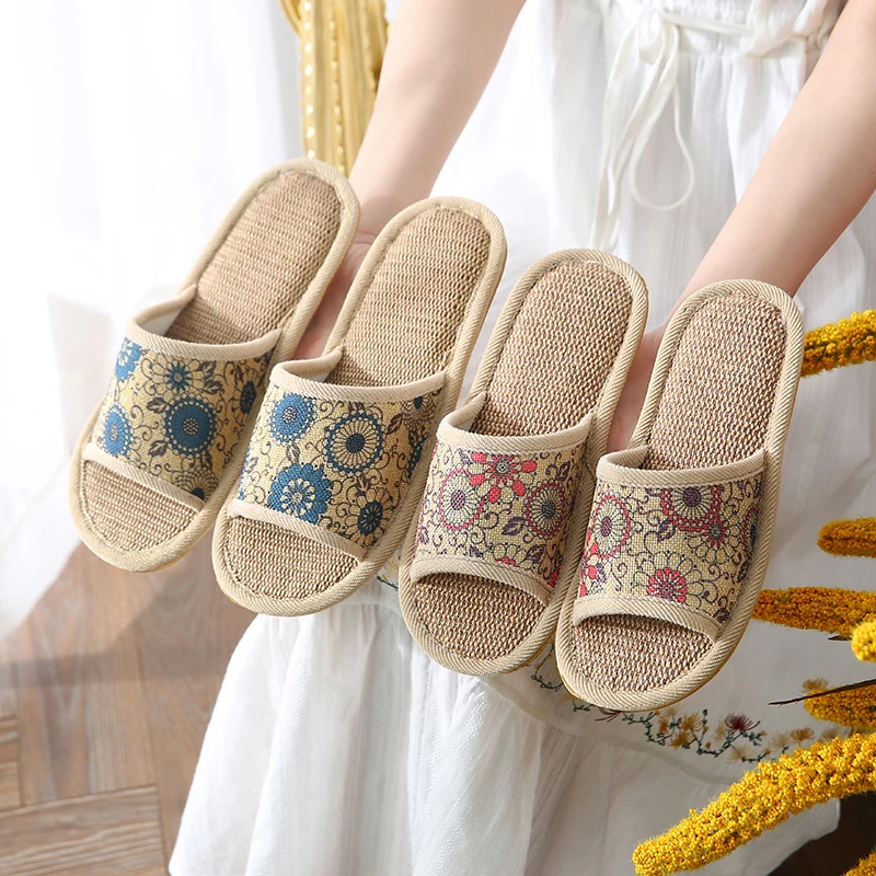 佐佐屋亚麻拖鞋女春秋夏情侣室内家居防滑四季耐磨拖鞋透气凉拖男