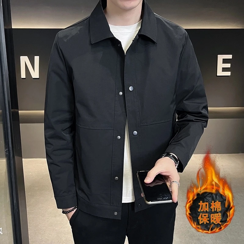 FC加厚保暖夹克百搭外套男立体超细剪裁翻领修身冬季男士外套