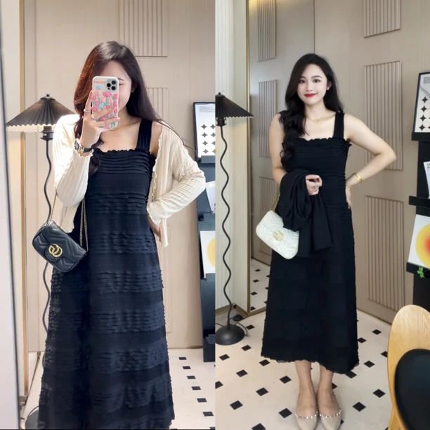 蕾丝吊带裙+开衫大码女装春装2024年新品显瘦连衣裙子配73611