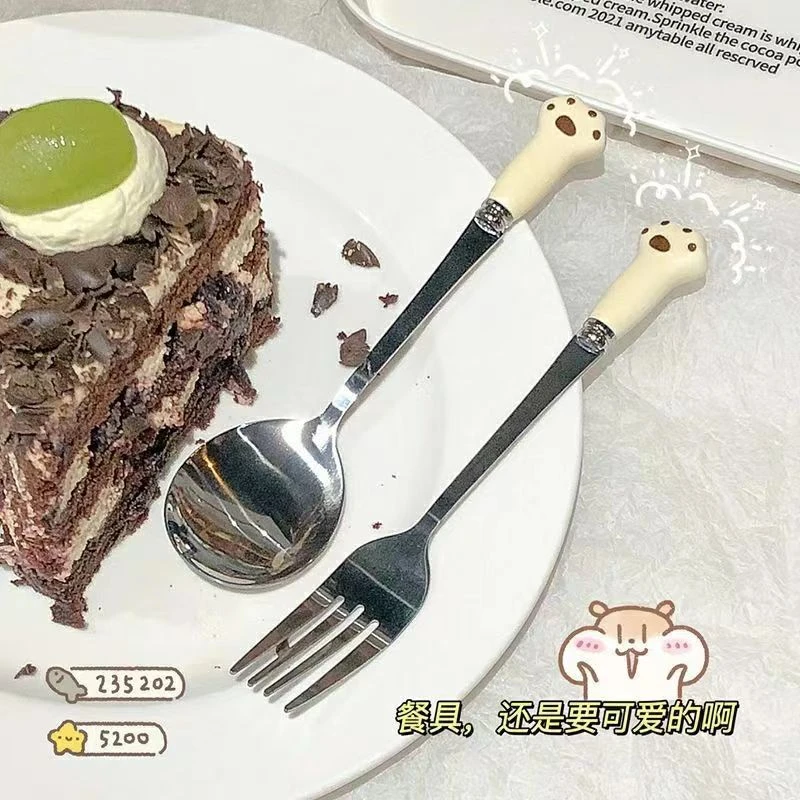 可爱勺子餐具叉子筷子家用韩式ins风不锈钢卡通可爱便携户外餐具