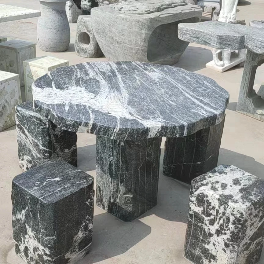 石桌石凳庭院户外石桌石凳自然石桌石凳汉白玉石桌异形石桌
