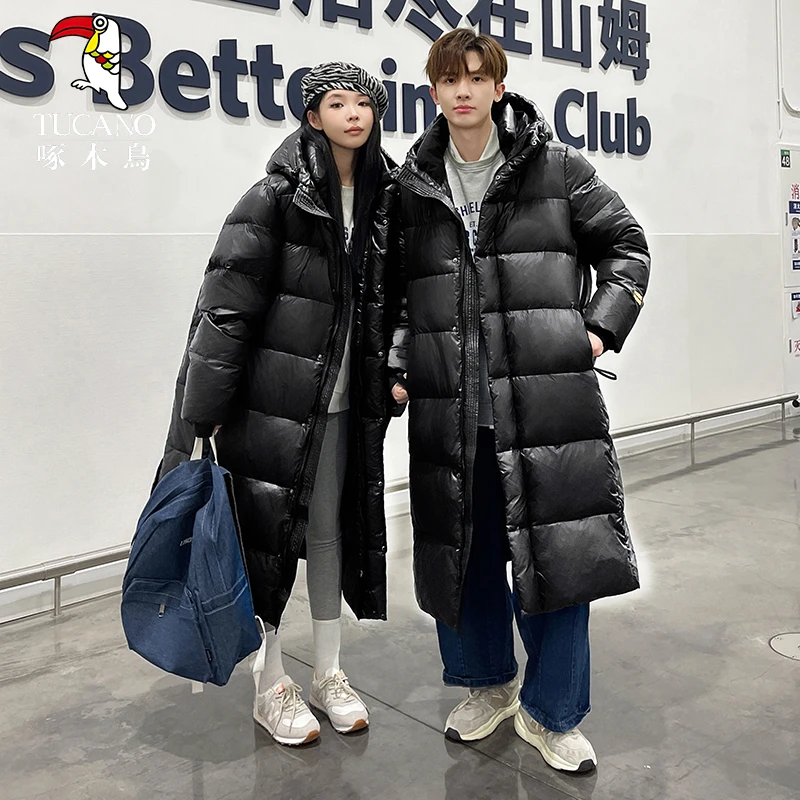 TUCANO/啄木鳥棉服男中长款男女黑金情侣装连帽大码男士外套