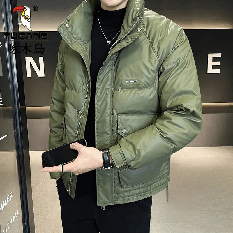 啄木鳥棉服男士冬季上新男装潮牌青年短款品牌冬装加厚立领外套