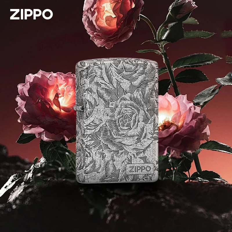 ZIPPO打火机古银爱情玫瑰雕刻经典防风浪漫圣诞送礼物男生DYJ1