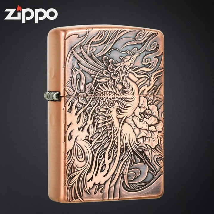 ZIPPO打火机正品紫铜九天凤凰六牙像封侯防风煤油打火机DY9920FD