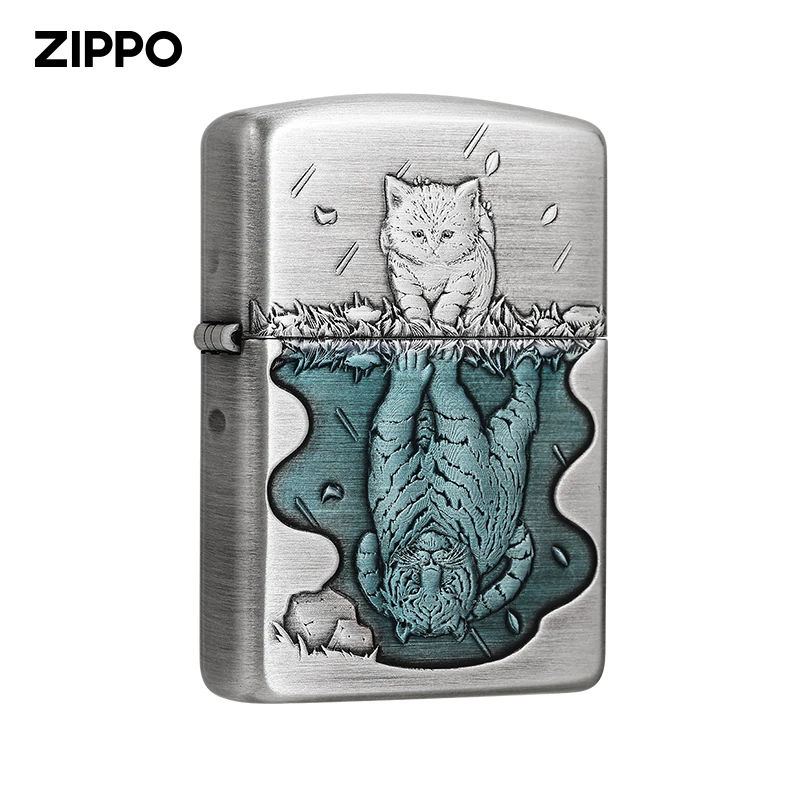 ZIPPO正版打火机 心有猛虎熏银防风煤油创意经典送礼DY9910DK