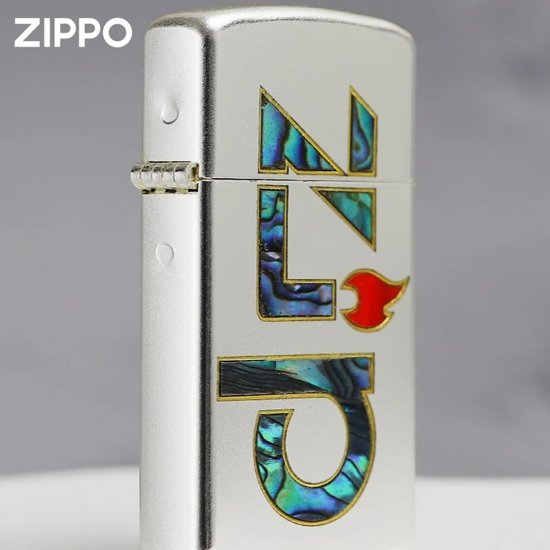 ZIPPO打火机玲珑贝壳标志亮银个性男士经典DY9914GQ